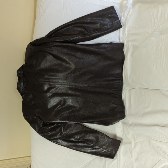 Vintage ESPIRIT black leather coat size large - Picture 5 of 5